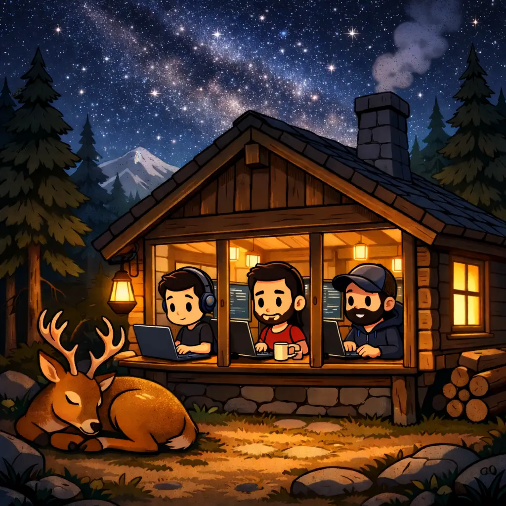 3df founders working in a cabin